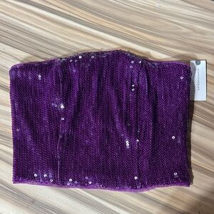 Anthropologie Vibrant Purple Sequin Top